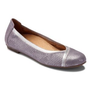 Vionic Spark Caroll VS323 Pewter Snakeskin Shimmer Leather Ballet Flats Size 9M